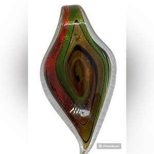 Multi Color Hand blown Glass Pendant, 2 ¾”x 1 ½ “